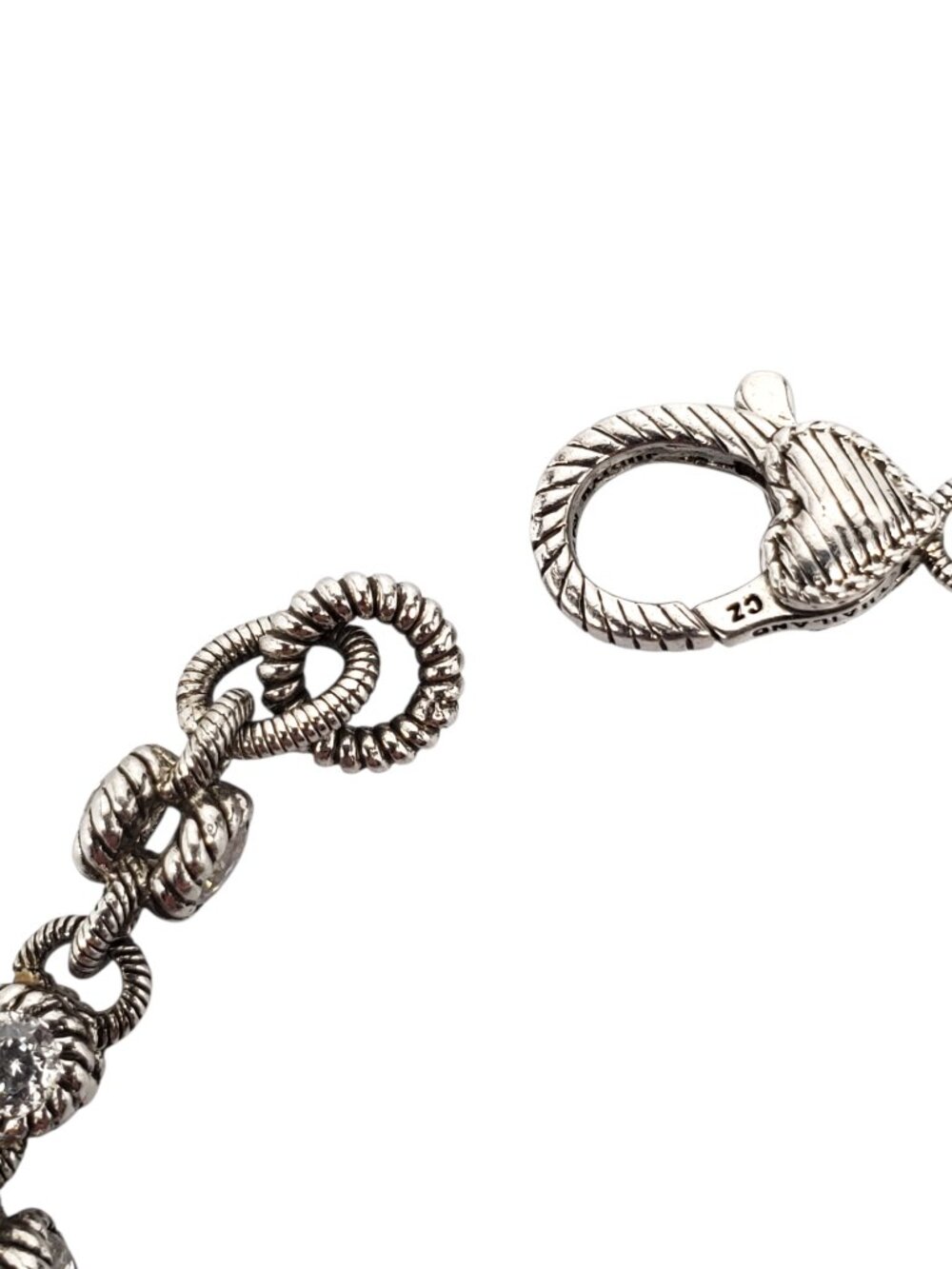 Judith Ripka Sterling Silver CZ Station Link Bracelet #23869 - Picture 2 of 9
